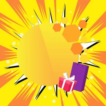 Creative Background Space for Greetings with Gift Package and Presentation Box Stock Illustration