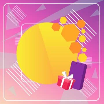 Creative Background Space for Greetings with Gift Package and Presentation Box Stock Illustration