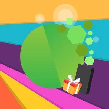 Creative Background Space for Greetings with Gift Package and Presentation Box Stock Illustration