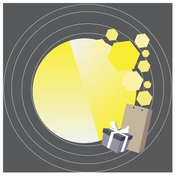 Creative Background Space for Greetings with Gift Package and Presentation Box Stock Illustration