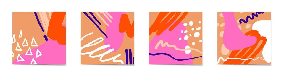 Creative backgrounds with different shapes and textures. イラスト素材