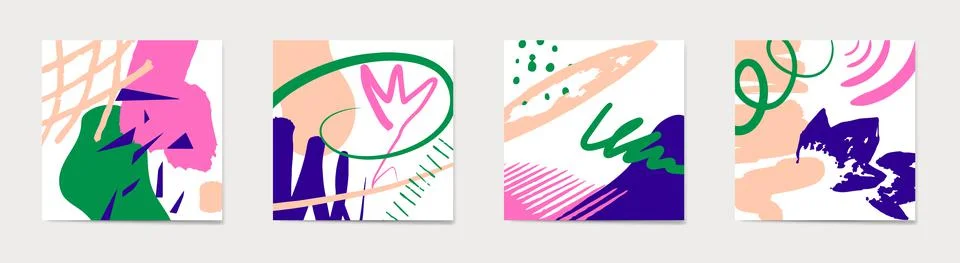 Creative backgrounds with different shapes and textures. イラスト素材