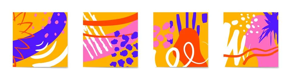 Creative backgrounds with different shapes and textures. Illustrazione stock