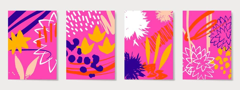 Creative backgrounds with different shapes and textures. イラスト素材