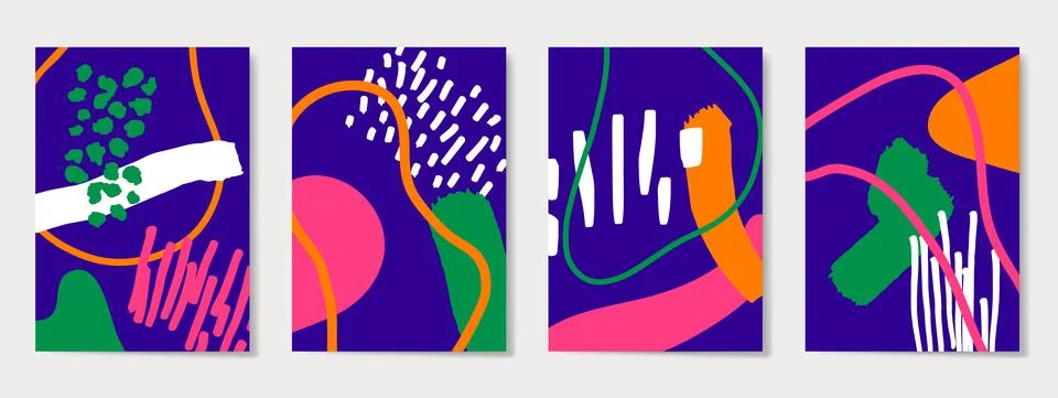 Creative backgrounds with different shapes and textures. Illustrazione stock