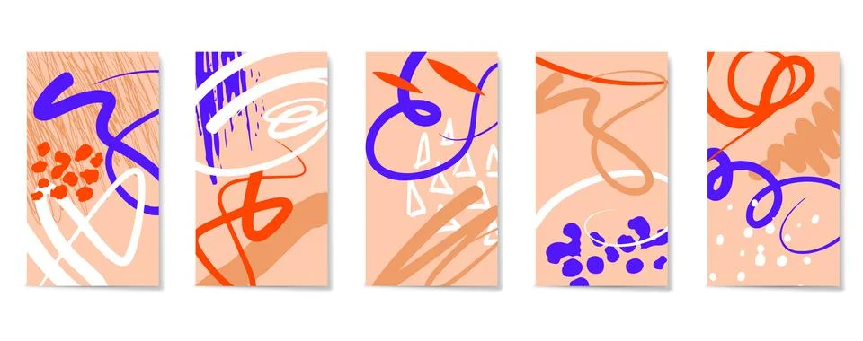 Creative backgrounds with different shapes and textures. Illustrazione stock