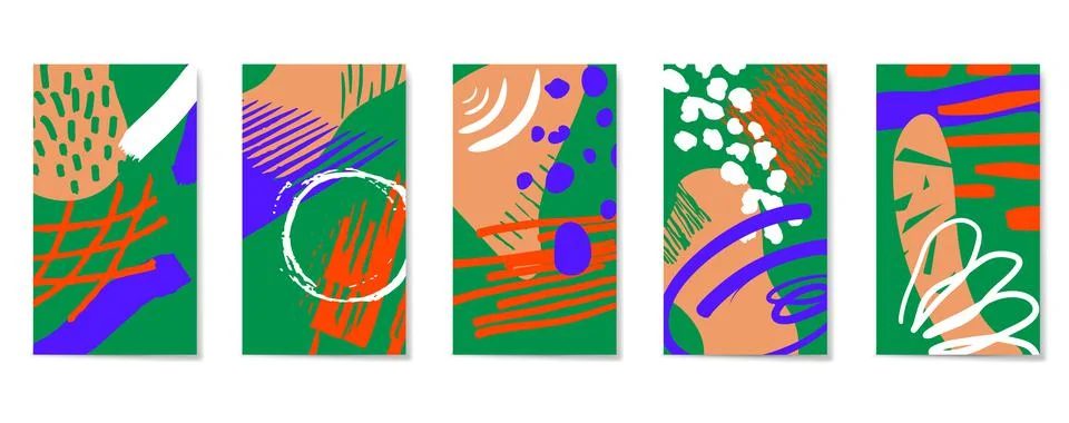 Creative backgrounds with different shapes and textures. Illustrazione stock