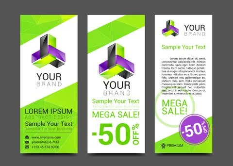 Creative banner set with lines logo blank Stock Illustration