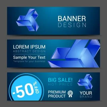 Creative banner set with lines logo blank Stock Illustration