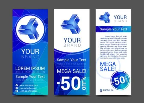 Creative banner set with lines logo blank Stock Illustration