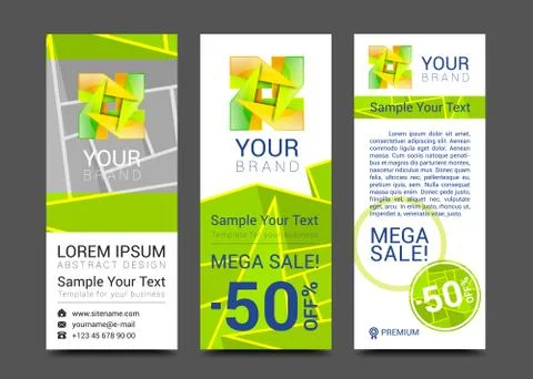 Creative banner set with lines logo blank Stock Illustration