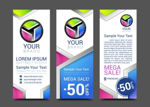 Creative banner set with lines logo blank Stock Illustration