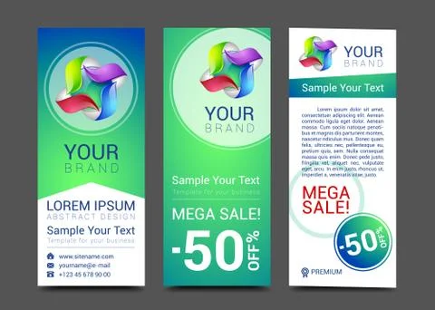 Creative banner set with lines logo blank Stock Illustration