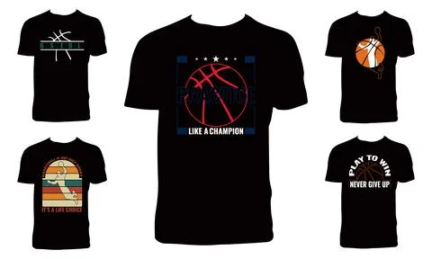 Creative Basketball Vector Shirt Design Bundle Stock Illustration