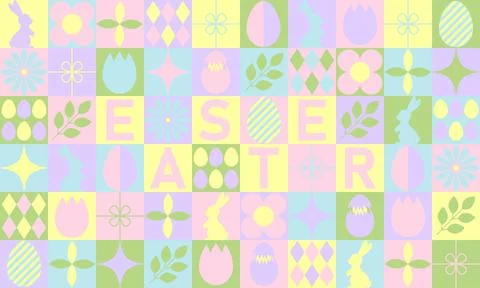 Creative bauhaus Geometric Happy Easter seamless pattern with geometric sha.. Stock Illustration