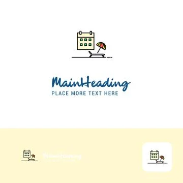 Creative Beach Logo Design. Flat color Logo place for Tagline. Vector Illustr Illustrazione stock