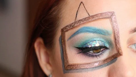 Creative beautiful art makeup of eye, gallery picture Stock Footage 95842430