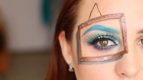 Creative beautiful art makeup of eye, gallery picture Stock Footage 95842431