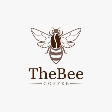 Creative Bee and coffee bean logo icon on white background Illustrazione stock