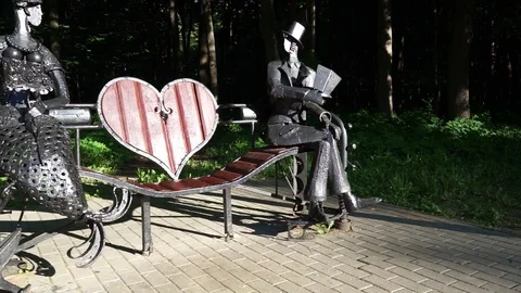 Creative bench in a park Video stock 90375941