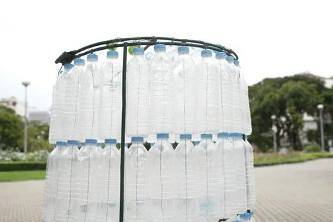 Creative bin made by plastic bottle recycle Stock Photos