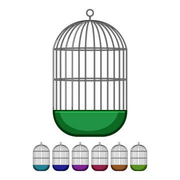 Creative bird cage cartoon vector graphic Stock Illustration