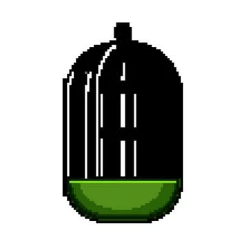 Creative bird cage pixel art vector illustration Stock Illustration