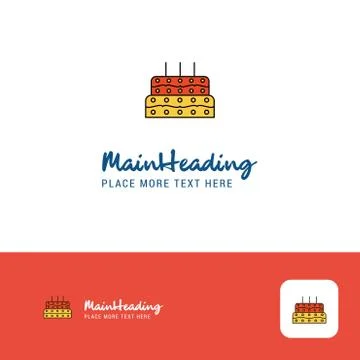 Creative Birthday cake Logo Design. Flat color Logo place for Tagline. Vector Illustrazione stock