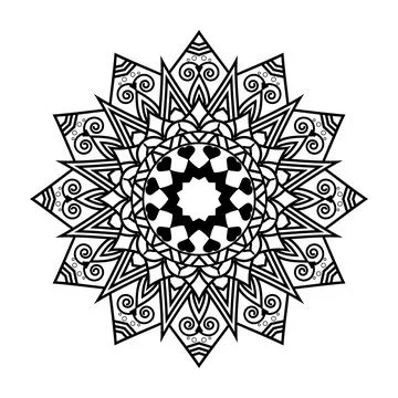 Creative black and white background design vector for lotus flower mandala Stock Illustration