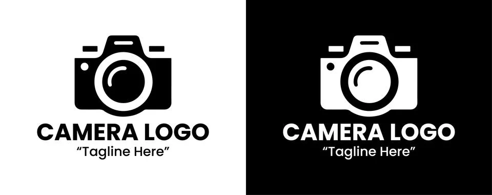 Creative Black and White Camera Logo Stock Illustration