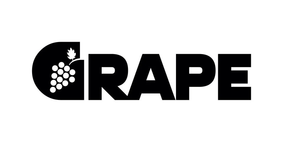 Creative Black and White Grape Logo Design with a Minimalist Style Stock Illustration