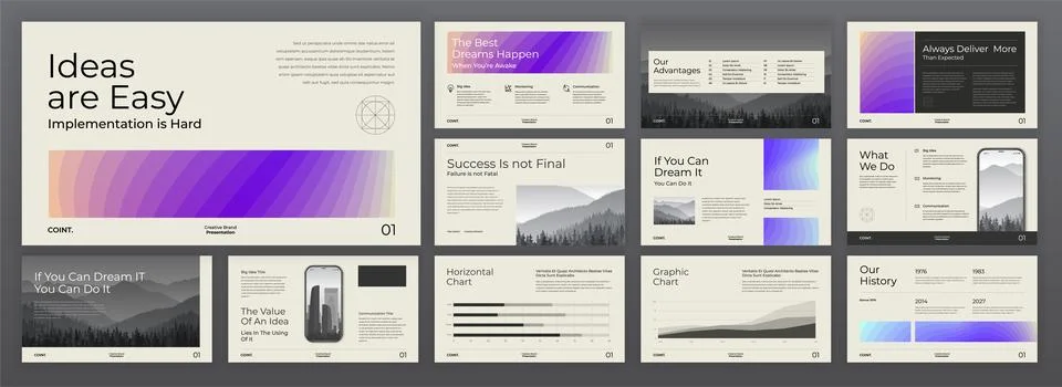 Creative black and white presentation templates set for business Stock Illustration