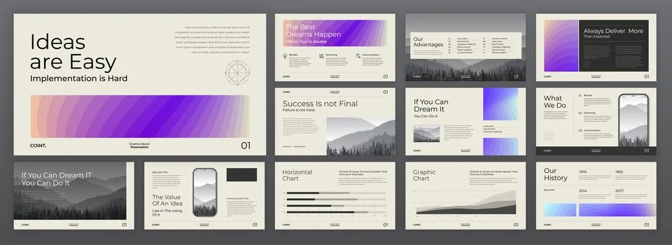 Creative black and white presentation templates set for business Stock Illustration