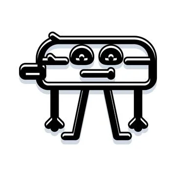 Creative black and white robot tech mascot character Ilustración de archivo