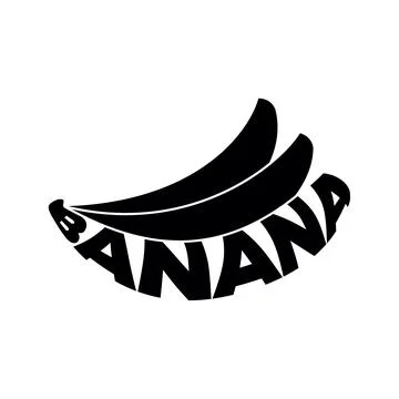 Creative Black Banana Logo Featuring Bold Text and Smooth Curves Stock Illustration