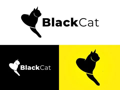 Creative Black Cat logo design vector Template Illustrazione stock