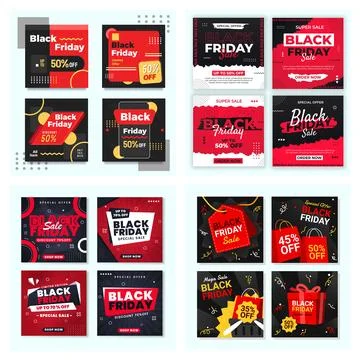 Creative Black Friday Sale Post Set Stock Illustration
