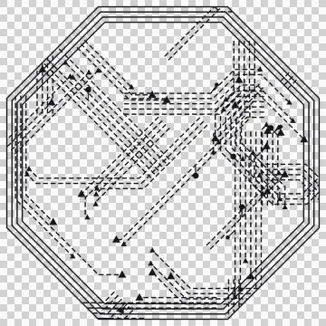Creative black octagon circuit pattern transparent PNG design element Stock Photos