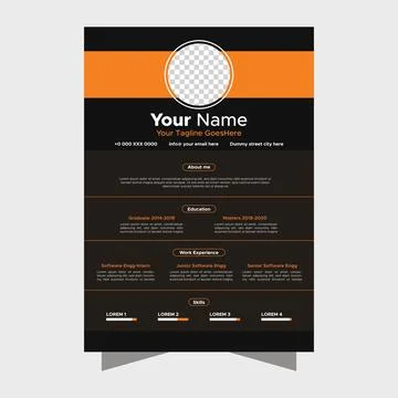 Creative Black Orange Resume Stock Illustration