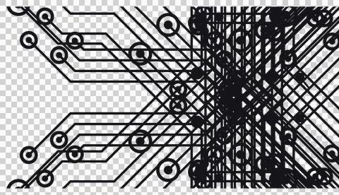 Creative black technology circuit pattern transparent PNG Stock Photos