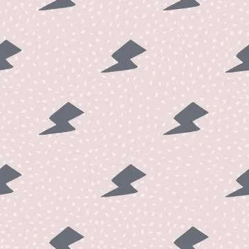 Creative black thunder backdrop seamless pattern on light pink background. Th Illustrazione stock