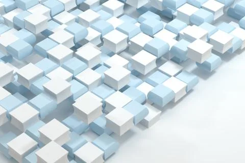 Creative blue and white cubes background, 3d rendering. 스톡 사진