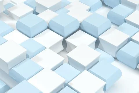 Creative blue and white cubes background, 3d rendering. 写真素材