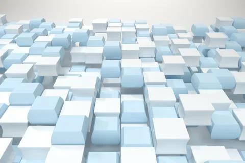 Creative blue and white cubes background, 3d rendering. 스톡 사진