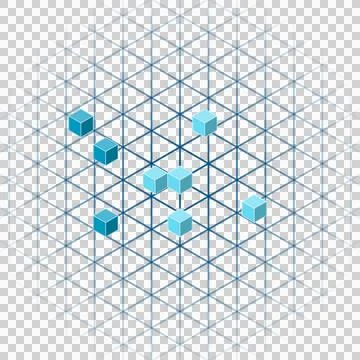 Creative blue isometric grid lines transparent PNG Stock Photos
