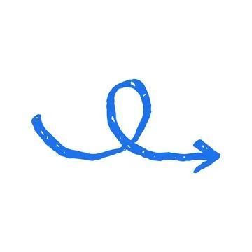 Creative Blue Loopy Arrow Hand Drawn Doodle Grunge Vector Illustration Stock Illustration