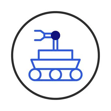 Creative blue robotic rover icon illustration in a circle for future techno.. Stock Illustration