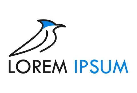 Creative Blue Simple Line Art Bird Logo Design	 Stock Illustration