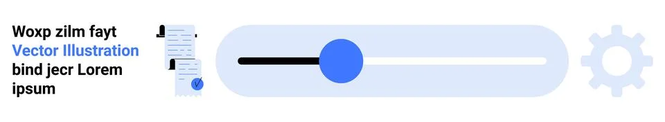 Creative Blue-Themed User Interface with Text Elements, Slider, and Gear Icon Stockillustratie