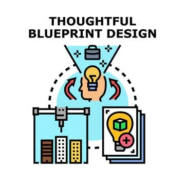 Creative blueprint design process generating solution ideas 库存插图